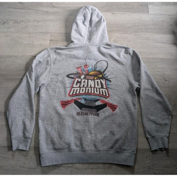 Hershey Park Candymonium Amusement Rides Full Zip Hoodie Men's Size Large Gray - Picture 7 of 11